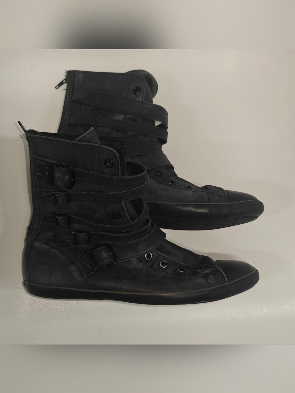 Converse Womens Leather Strap Buckle Boots Size 8 Black High Top Fashion Boots